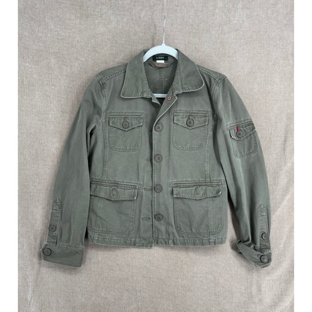 J.Crew Womens Olive Green Cotton Utility Field Jacket Military Style Size M